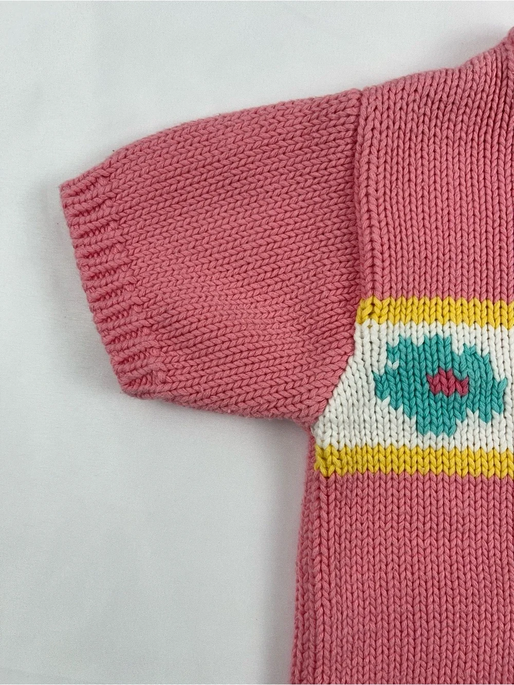 Gymboree 1998 Pink Cotton Flower Knit Vintage Sweater 3-4 M